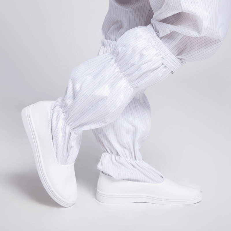 Anti-static dust-free shoes white hard-soled boots workshop labor insurance leather striped high-barrel breathable mesh boots