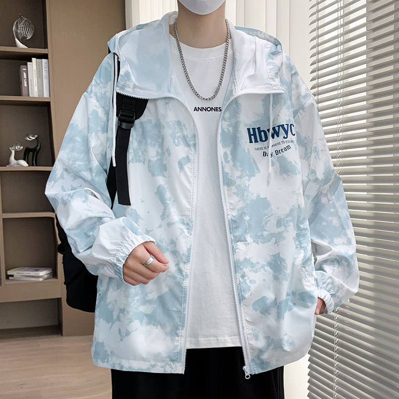 Tie-Dye Sun Protection Clothing for Men, Summer Ice Silk Cool Jacket, Lightweight and Breathable Sun Protection Clothing for Male Teenagers and Students Tie-Dye Sun Protection Clothing for Men, Summer Ice Silk Cool Jacket, Lightweight and Breathable Sun Protection Clothing for Male Teenagers and Students