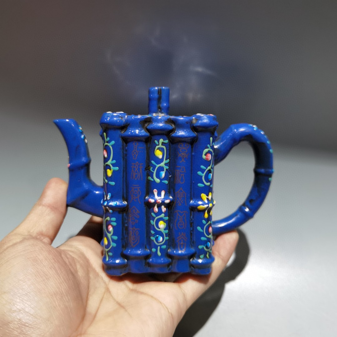 Return to Yixing Folk Collection Old Purple Sand Pot Original Mine Bottom Trough Clear Square Linang Colorful Bamboo Festival Bubble Teapot 200cc-Taobao