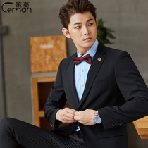 Mens dress suit jacket black Wild business leisure Korean suit jacket hotel Bank overalls men