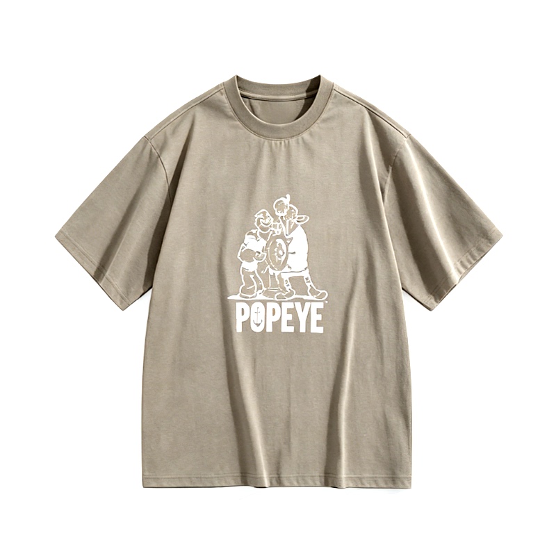Men's Clothing with Cut Tags, Summer Washed Loose Cartoon Print Versatile Short-Sleeve T-Shirt B2860/Hq62