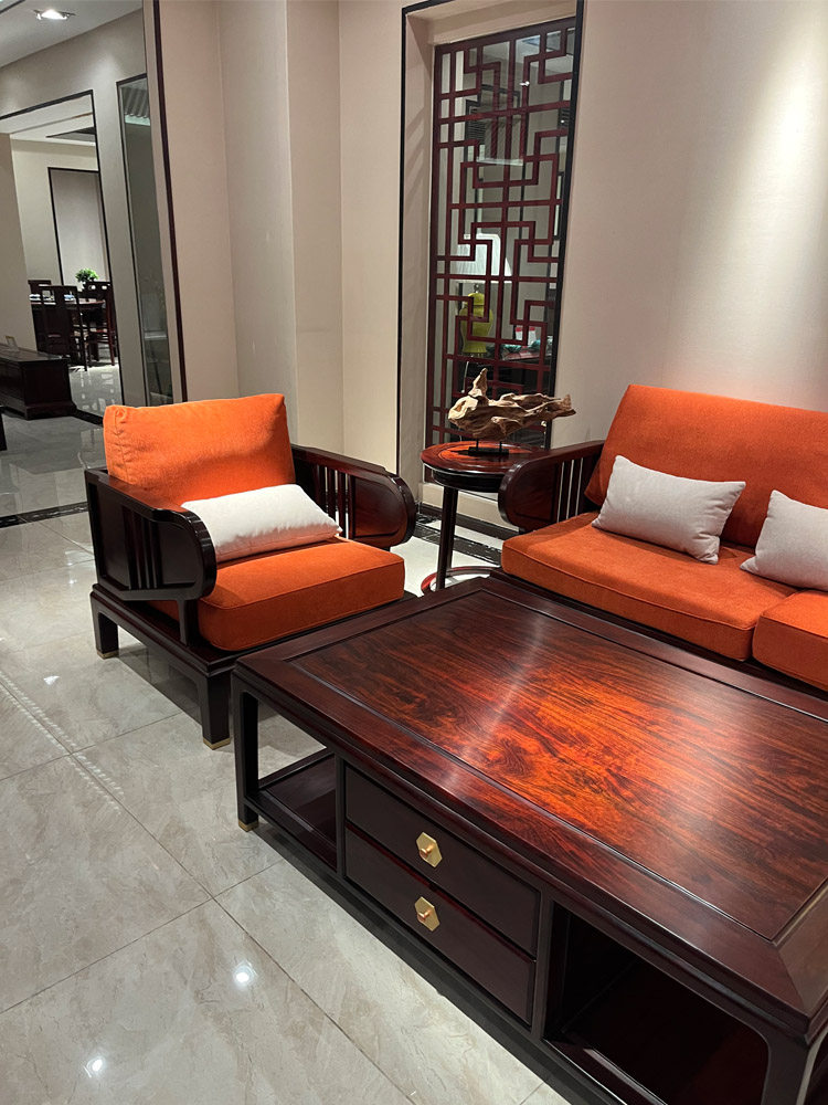 Махогани диван 中山红木家具东非黑酸枝红酸枝小户型新中式新古典沙发客厅组合