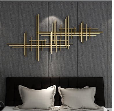 Simple light luxury living room dining room sofa background wall decoration hanging modern decoration metal line wrought iron wall decoration
