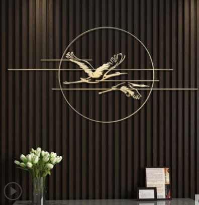 New Chinese Light Lavish Metal Wall-mounted Book Room Tea Room Solid Wall Decoration Living Room Sofa Background Wall Creative Iron Art Wall Decoration
