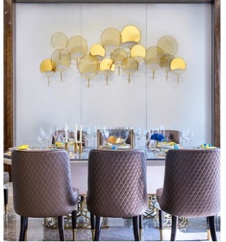 Model room light luxury wrought iron wall decoration sofa background wall decoration new Chinese hotel club soft decoration art wall hanging