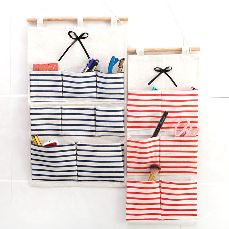 Wall fabric hanging pocket Storage hanging bag Wall hanging dormitory wall storage bag Door finishing bag Multi-grid bag