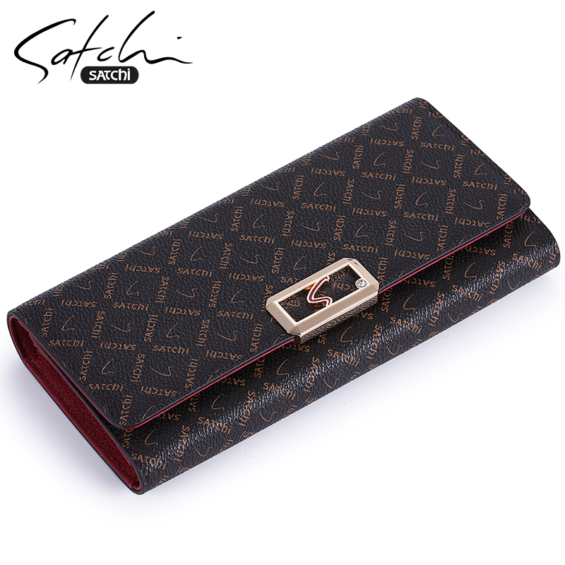 Sachi New Women's Wallet, Long Style, Simple Japanese and Korean Version, Genuine Leather Wallet, Large Capacity Card Holder, Trendy