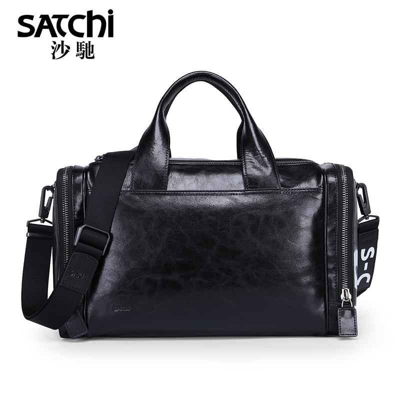 Chachchi Genuine Leather Men's Bag Travel Bag Men Business Handbag Bull Leather Luggage Bag Large Capacity Diagonal Satchel Fitness Bag