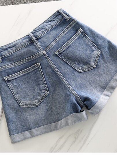 Denim Shorts Women's Summer Loose 2025 Spring New Korean Style High Waisted Wide Legs Large Size Slim Straight Casual Hot Pants