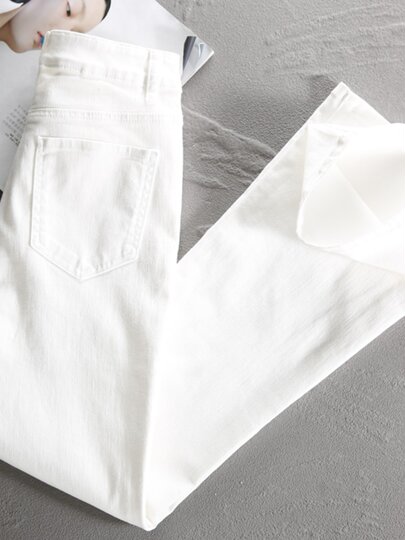 White Jeans for Women, Slim Fit, Slightly Flared, High-Waisted, Four-Way Stretch, 2026 Spring New Style, Petite, Drapey Bell-Bottom Pants