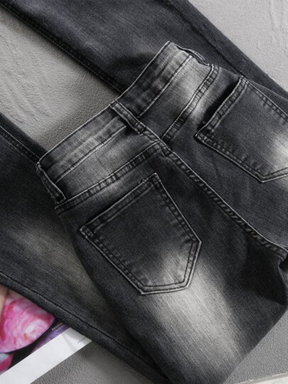 Black and Gray Flared Jeans for Women, Slim Fit, Butt-Lifting, Stretchy, 2026 New Style, High-Waisted, Tight-Fitting, Hip-Enhancing, Bell-Bottom Pants