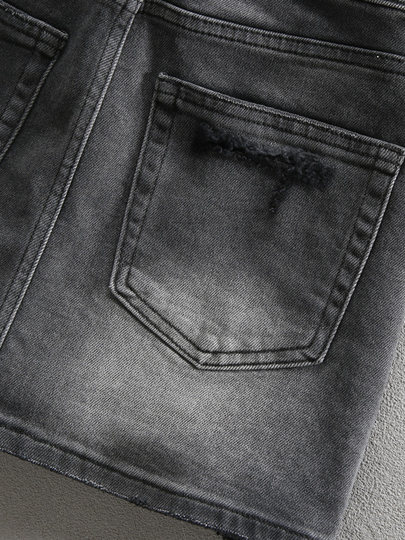 Black and Gray Denim Skirt for Women, Summer High-Waisted, 2026 Spring New Style, Sexy Slim-Fit Bodycon Short Skirt, Vintage Half Skirt