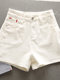 White Denim Shorts for Women, Summer High-Waisted, Wide-Leg, Loose Fit, 2026 Popular Style, Petite European High-End A-Line Hot Pants
