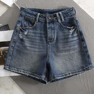 High-Waisted Denim Shorts for Women, New Autumn Style, Loose Wide-Leg Pants, Quarter-Length Pants for Petite Women, European High-End Casual Hot Pants