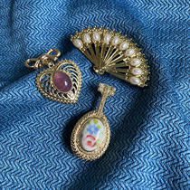 (Autumn Home) China Wind Retro Pearl Sector Pipa Purple Peach Hearts Chest And Chest Flowers