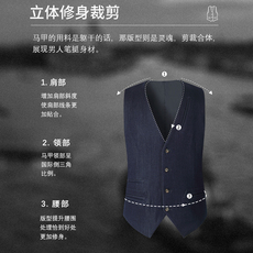Жилеты 2023春季新款男士美式复古怀旧绅士修身牛仔马甲深蓝色巴黎扣马甲 Gieves charles