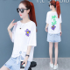 Hướng dương in hoa cúc nhỏ t-shirt của phụ nữ thuần xu hướng màu đỏ gió lười biếng lỏng Hàn Quốc phiên bản của tay áo ngắn giản dị vòng cổ