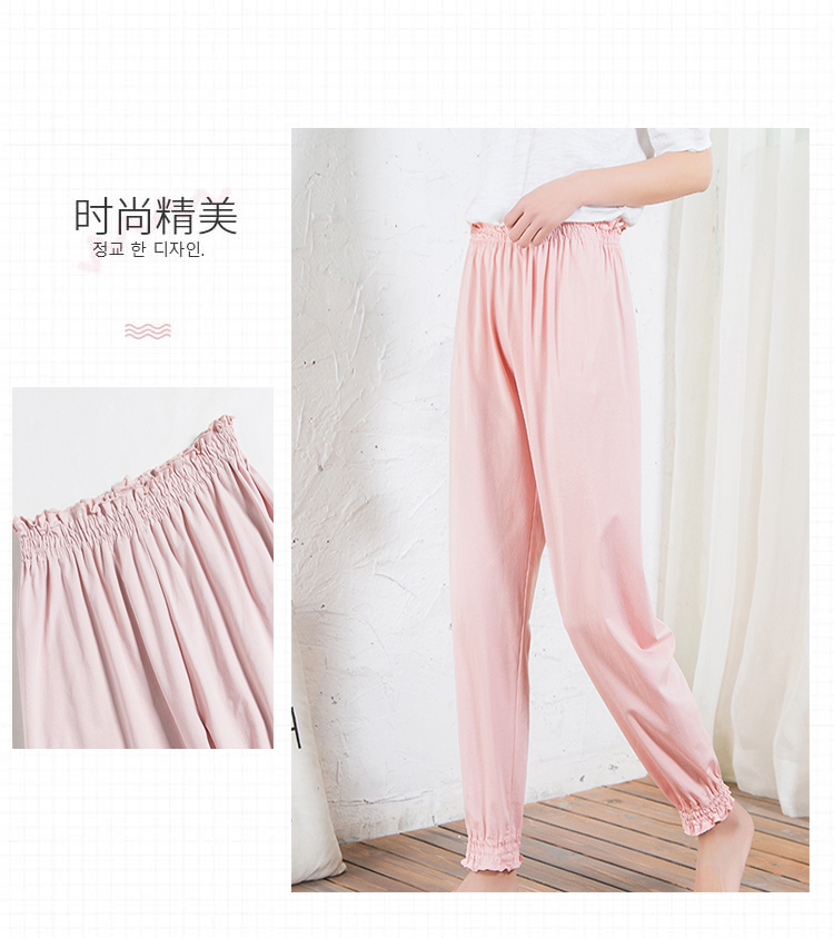 Quần pyjama quần cotton nữ mùa xuân và mùa hè mỏng phần chân kích thước lớn đóng bộ đồ ngủ đơn mảnh Nhật Bản và Hàn Quốc mặc quần nhà quần áo nam