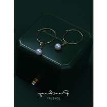 18K gold ear hook earrings round Aurora earring freshwater pearl earrings commuter earrings