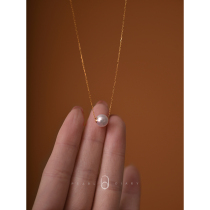  Aurora freshwater pearl round flawless single pendant simple temperament wild necklace female 18k gold light luxury