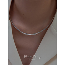 Standard sea water akoya natural very strong light bulb pearl necklace round almost flawless 18K gold choker