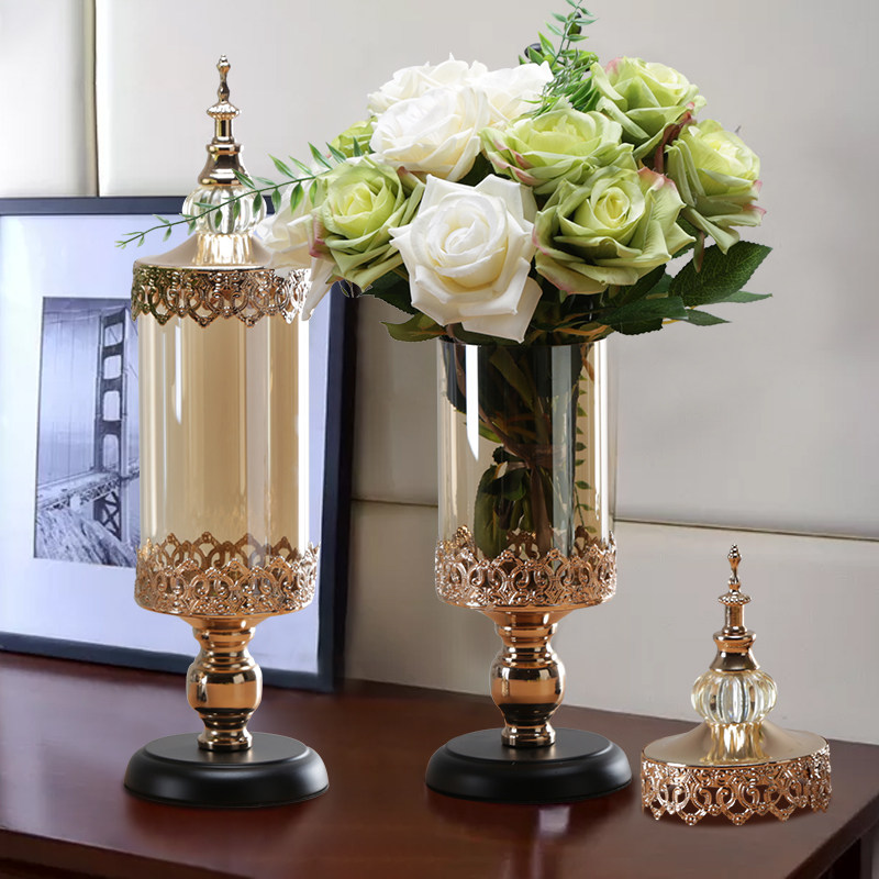Eurostyle Living Room Sample Inter-Board Transparent Glass Vase Creative American Tabletop Emulation Flower Inserts Soft Dress Decorations Hem