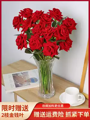 Simulation rose living room decoration simulation flower table single bouquet fake flower drying flower decoration plastic flower arrangement