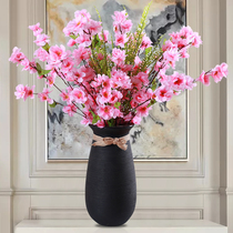 Simulation peach blossom branch living room plum blossom branch fake flower Home plastic dry flower ornaments indoor wedding cherry blossom decoration