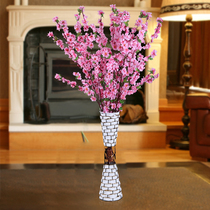 Simulation peach blossom branch living room plum blossom branch fake flower plant plastic dried flower ornaments indoor floor-to-ceiling cherry blossom decoration