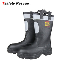 New fire fighting and rescue protective leather boots Firefighter rescue cowhide combat boots Lightweight for competition training