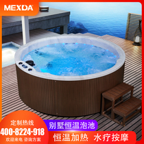 Multi-player bathing in the rooftop of the round surfing jacuzzi courtyard