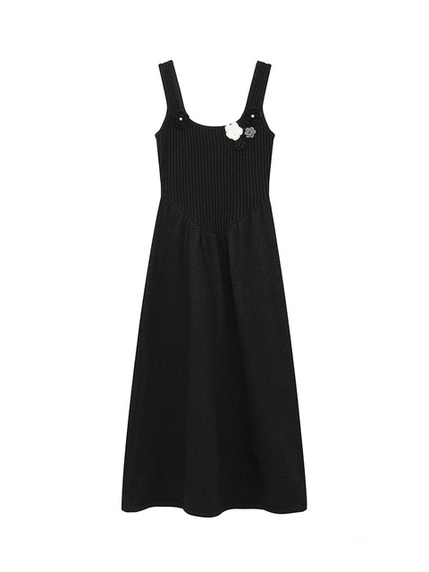 Xxning Floral Embellished Knitted Dress Vest Dress for Women 2025 Winter Elegant and Stylish Niche Fashion Dress