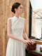 Xxning Chinese Style Stand-Up Collar Vest Dress for Women 2025 Autumn New High-End Elegant Slimming Long Dress