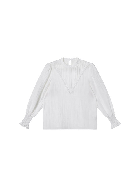 Xxning French Court-Style Tuck Pleat Lace Stand-Up Collar Shirt for Women, High-End Socialite Style, Unique Top