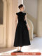 XXNING French light luxury small stand-up collar shoulder sleeve dress women's autumn niche design high waist slimming long skirt