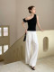 Xxning Lazy Style Simple Loose Straight Casual Pants for Women 2025 Spring and Autumn New Drapey High-Waisted Wide-Leg Pants
