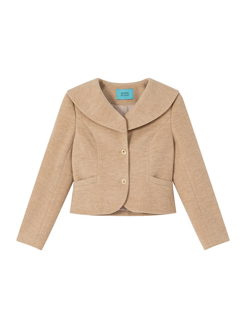 XXNING French retro large lapel small off-shoulder coat, high-end design, age-reducing short coat top