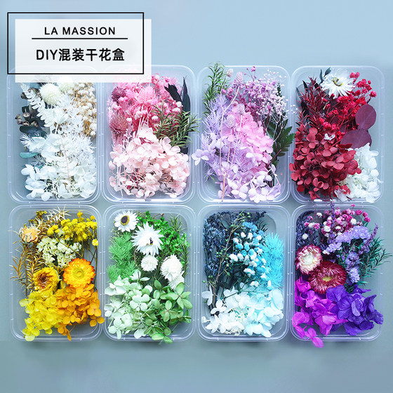 Mixed dry flower box DIY handmade candle gypsum real flower air-dried hydrangea immortal flower multi-color activity material package