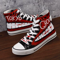 Tokyo Ghouls anime vẽ tay graffiti giày vải cao cấp nam sinh viên phiên bản Hàn Quốc của xu hướng giày trượt patin hoang dã - Plimsolls giày thể thao đẹp