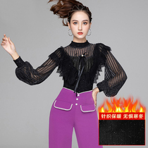 Modern National Standard Waltz dance dance costume thickened one-piece long sleeve Latin dance jacket practice suit new autumn and winter
