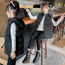 2022 childrens vest winter thickening boys and girls baby middle-aged childrens down cotton vest hooded outer wear vest tide
