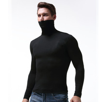Mens pile in half high collar autumn clothes spring and autumn ultra-thin one-piece Top tight elastic base shirt men