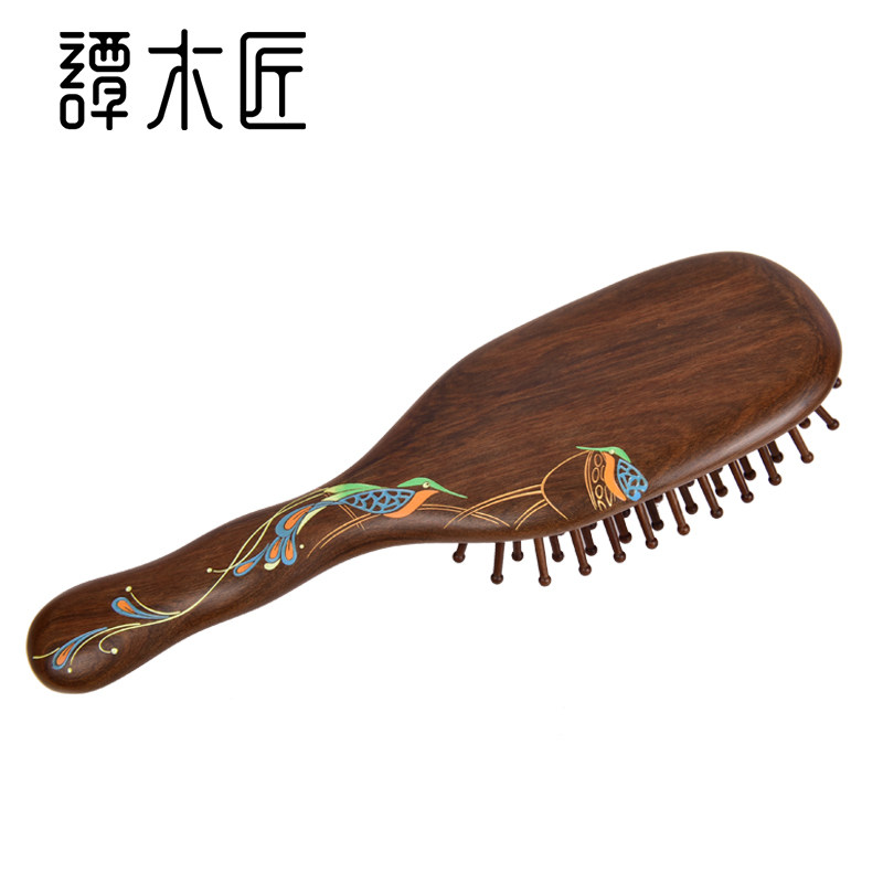 Tan Mujiang純正マッサージヘアケアギフトボックス入り漆塗りヘアコーム、頭皮経絡マッサージコーム（女性用、母の日ギフト）