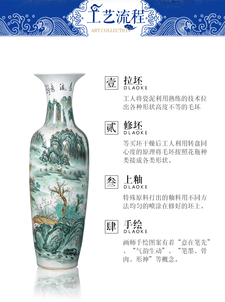 Jingdezhen porcelain has a long history in the hand of large vases, Chinese style living room beside the hotel decoration TV ark, furnishing articles