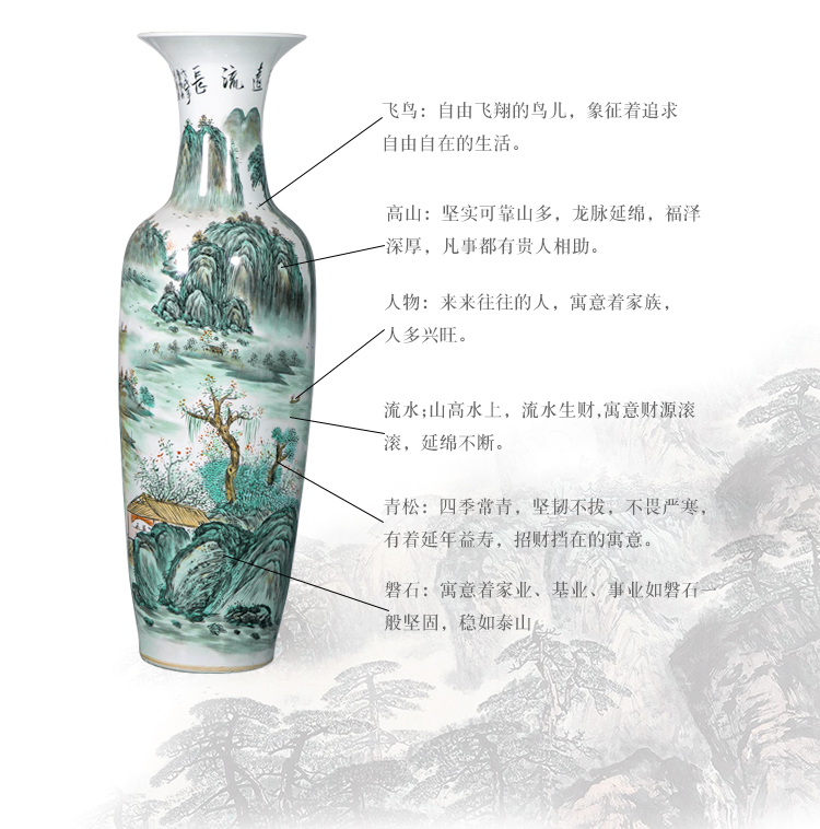 Jingdezhen porcelain has a long history in the hand of large vases, Chinese style living room beside the hotel decoration TV ark, furnishing articles