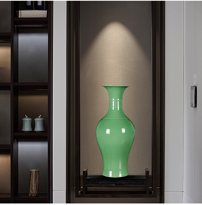 Jingdezhen ceramics antique green glaze ears of the reward bottle of classical Chinese style living room TV cabinet decoration rich ancient frame furnishing articles