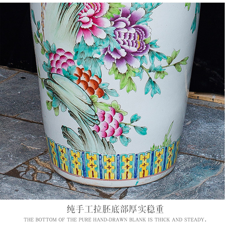 Jingdezhen ceramics pure hand draw pastel big vase furnishing articles antique Chinese style living room floor decoration home decoration