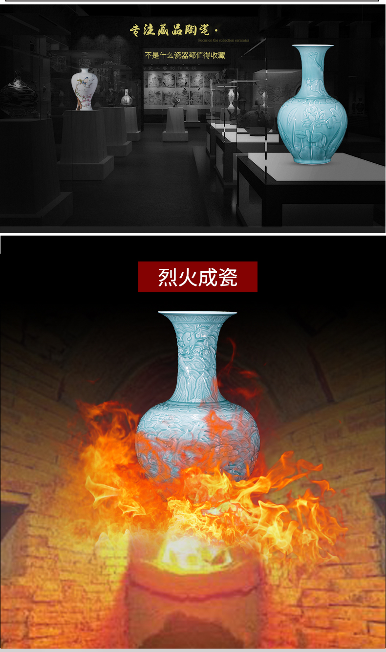 Jingdezhen archaize yongzheng shadow blue its YunLongWen ceramic vases, Chinese style living room decorations landing place