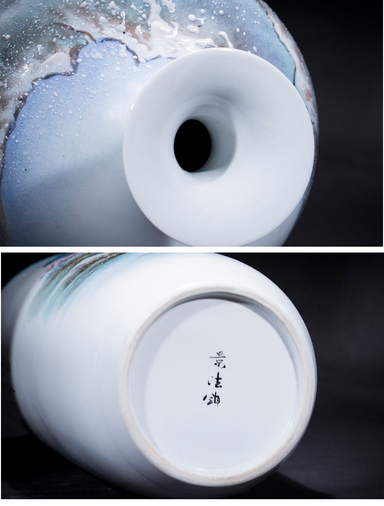 Jingdezhen ceramics by hand draw pastel landscape floor vases, new Chinese style adornment furnishing articles large living room