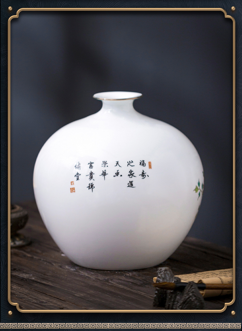 Jingdezhen ceramics antique hand - made Chinese pomegranate bottle vases, flower arrangement sitting room office decoration as furnishing articles